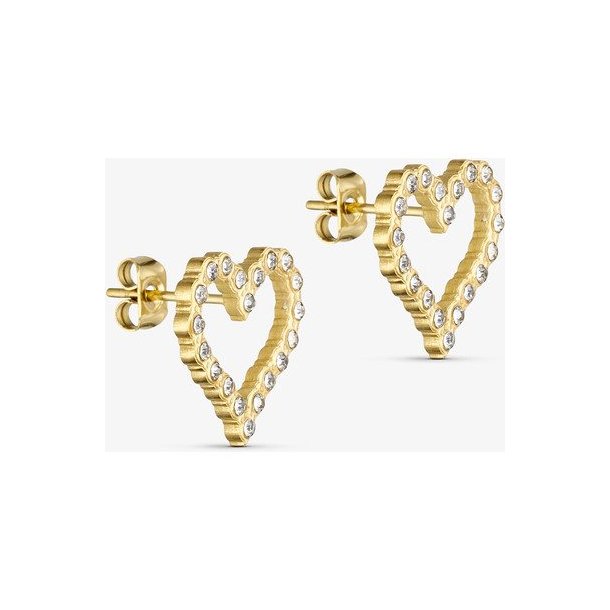 WOLFF JEWELRY HEART CZ EARRINGS � �RERINGE MED HJERTE OG ZIRKONER- 1207