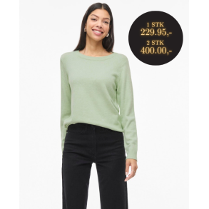  VILA RIL SMOKE GREEN TRIK O-HALS WHITE - 14054177