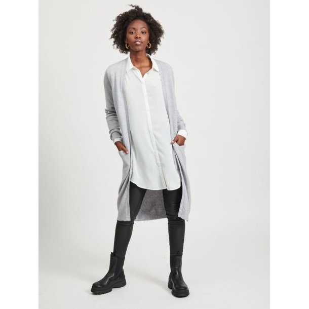  VILA RIL LIGHT GREY LONG STRIK CARDIGAN - 14042770