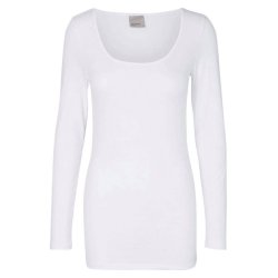 VERO MODA BASIS U-HALS LANG BLUSE HVID - 10152908