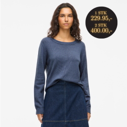  VILA RIL VINTAGE INDIGO DARK MELANGE STRIK V HALS - 14042769