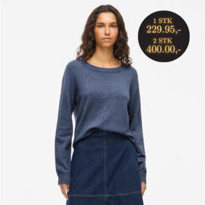  VILA RIL VINTAGE INDIGO DARK MELANGE STRIK V HALS - 14042769
