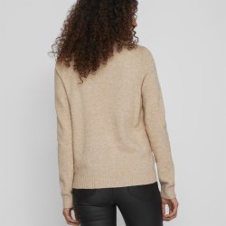 VILA RIL NATURAL MELANGE STRIK V-HALS - 14042769