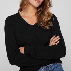 VILA RIL BLACK STRIK V HALS - 14042769