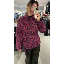 PIECES MAROLINE PRINTED JAKKE BLACK/ DAHLIA - 17160461