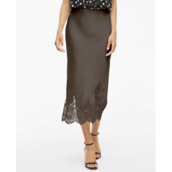 VILA SABEL HW MIDI LACE DETAIL SKIRT CHCOLATE BROWN - 14111638