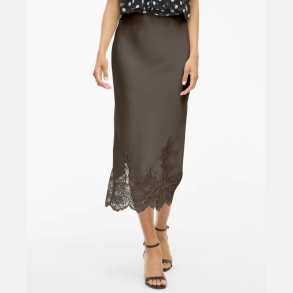 VILA SABEL HW MIDI LACE DETAIL SKIRT CHCOLATE BROWN - 14111638