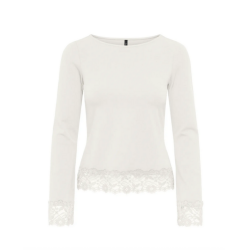  ONLY LIVE LOVE CLOUD DANCER L/S O-NECK LACE TOP - 15385106