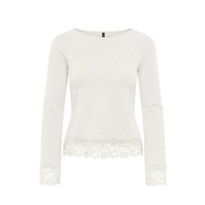  ONLY LIVE LOVE CLOUD DANCER L/S O-NECK LACE TOP - 15385106