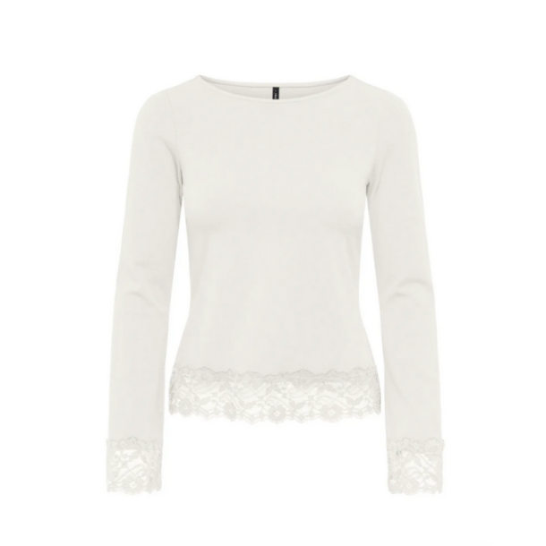  ONLY LIVE LOVE CLOUD DANCER L/S O-NECK LACE TOP - 15385106