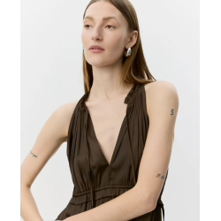 SOFIE SCHNOOR MELSW HALTER NECK MECI DRESS INTENSE BROWN - S262192