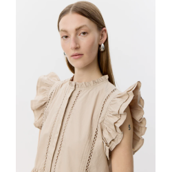 Sofie Schnoor Juliensw frill cotton top feather gray  - S262145