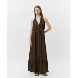 SOFIE SCHNOOR MELSW HALTER NECK MECI DRESS INTENSE BROWN - S262192
