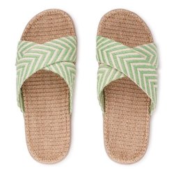 LOVELIES FORMENTERA SANDAL JUTE SOLE & NATURAL BAST STRAPS SUMMER GREEN - FOR6945