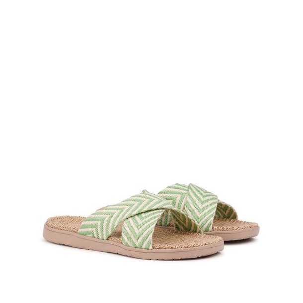 LOVELIES FORMENTERA SANDAL JUTE SOLE & NATURAL BAST STRAPS SUMMER GREEN - FOR6945