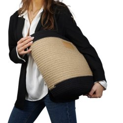 FLAMENCOS BEACH BAG LARGE JET BLACK - FLA1905