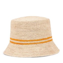 LOVELIES MARCONI RAFFIA BUCKET HAT SAFFRON STRIBES - MAR1310