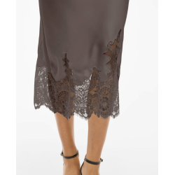 VILA SABEL HW MIDI LACE DETAIL SKIRT CHCOLATE BROWN - 14111638