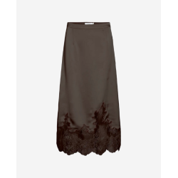 VILA SABEL HW MIDI LACE DETAIL SKIRT CHCOLATE BROWN - 14111638