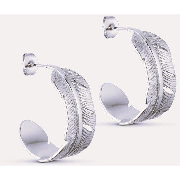 WOLFF JEWELRY LEAFY HOOPS SILVER - 808