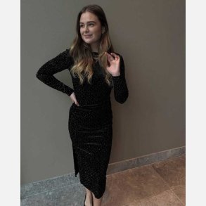 YAS TILLIA VELVET LONG DRESS BLACK/ RHINESTONE- 26038578