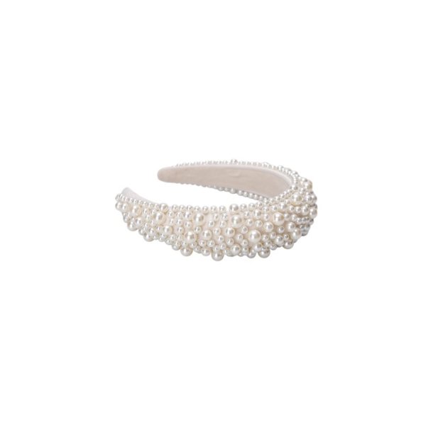 BLACK COLOUR GEM BEADED HEADBANK WHITE - 2336