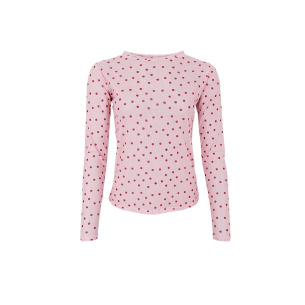 Black Colour Annie rose dot mesh bluse - 3846