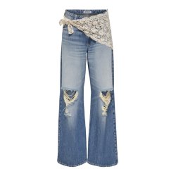 ONLY CARRIE CROCHET JEANS MEDIUM BLUE - 15382063