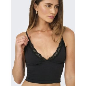 ONY LVICKY LACE SINGLET V-NECK ACC BLACK - 15354407 