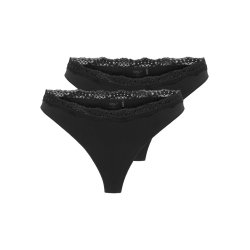 ONLY VICKY LACE THONG 2-PACK BLACK - 15354513 