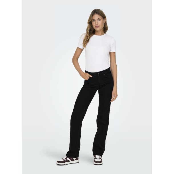 ONLY BLUSH MID STRAIGHT BLACK DENIM - 15330777