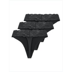 ONLY CHLOE LACE THONG 3-PACK BLACK - 15340169