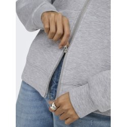 ONLY NAOMI TWO-WAY ZIP HOODIE LIGHT GREY MELANGE- 15383142
