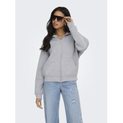 ONLY NAOMI TWO-WAY ZIP HOODIE LIGHT GREY MELANGE- 15383142