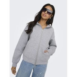 ONLY NAOMI TWO-WAY ZIP HOODIE LIGHT GREY MELANGE- 15383142