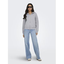 ONLY NAOMI TWO-WAY ZIP HOODIE LIGHT GREY MELANGE- 15383142