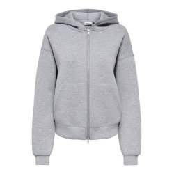 ONLY NAOMI TWO-WAY ZIP HOODIE LIGHT GREY MELANGE- 15383142