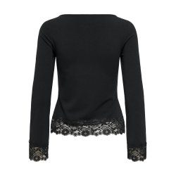 ONLY LIVE LOVE BLACK L/S O-NECK LACE TOP - 15385106