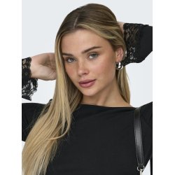 ONLY LIVE LOVE BLACK L/S O-NECK LACE TOP - 15385106