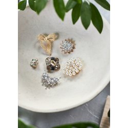 BLACK COLOUR DROP BROOCHE SILVER COLOURED - 4532