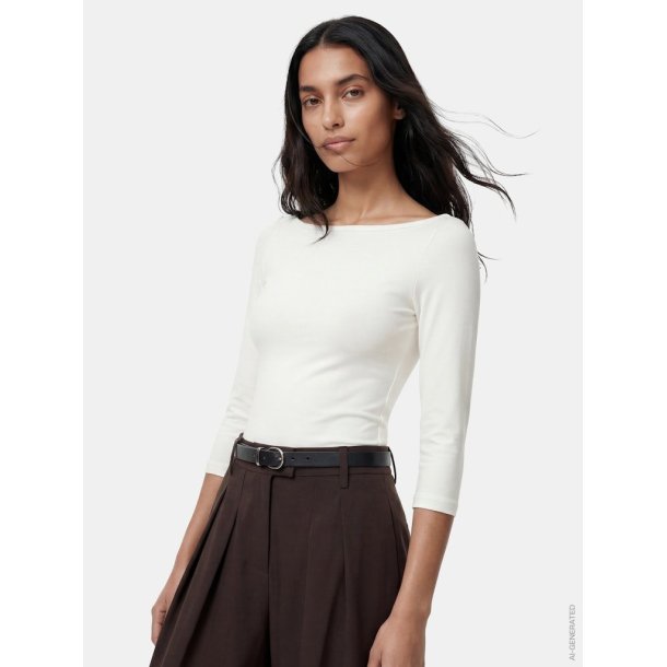 PIECES PHOEBE CLOUD DANCER 3/4 BOATNECK TOP JRS - 17167230 