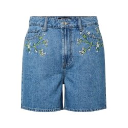 PIECES SKY HW EMBROIDERY DENIM SHORTS MEDIUM BLUE DENIM - 17148991