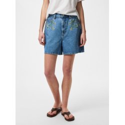 PIECES SKY HW EMBROIDERY DENIM SHORTS MEDIUM BLUE DENIM - 17148991