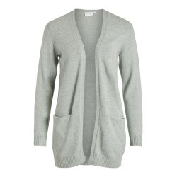 VILA RIL LIGHT GREY OPEN STRIK CARDIGAN - 14044041