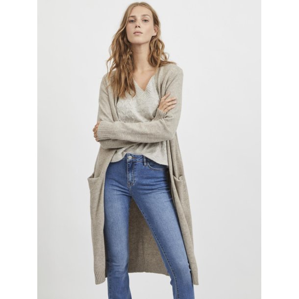 VILA RIL NATURAL MELANGE LONG STRIK CARDIGAN - 14042770