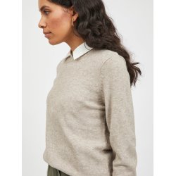 VILA RIL NATURAL MELANGE STRIK RUND HALS - 14054177