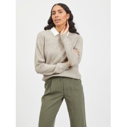 VILA RIL NATURAL MELANGE STRIK RUND HALS - 14054177