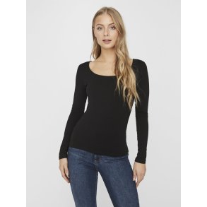 VERO MODA BASIS U-HALS BLUSE SORT - 10228809