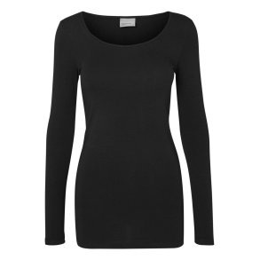 VERO MODA BASIS U-HALS LANG BLUSE SORT - 10152908