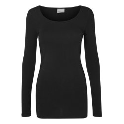 VERO MODA BASIS U-HALS LANG BLUSE SORT - 10152908